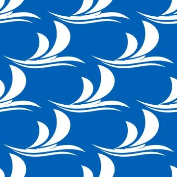 Yacht sailing on a wave seamless pattern イラスト素材