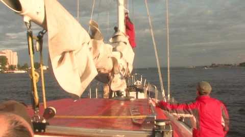 Yacht sailing on the waves Stock Footage 5164561