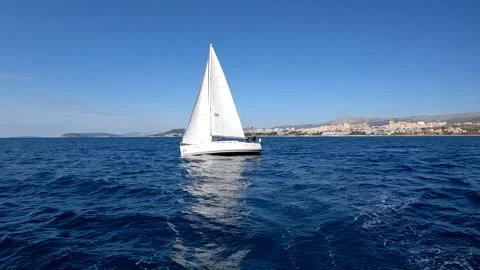 Yacht Sailing On The Waves Video stock 172418559