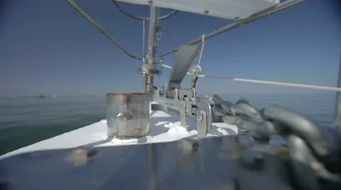 Yacht sails on the ocean Stock Footage
