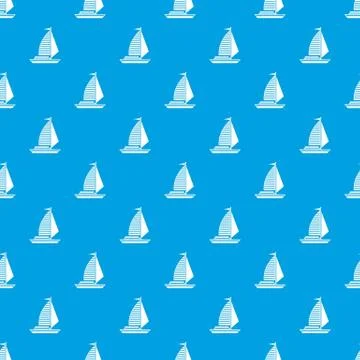 Yacht with sails pattern seamless blue Stock Illustration