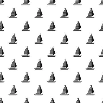 Yacht with sails pattern, simple style Stock Illustration
