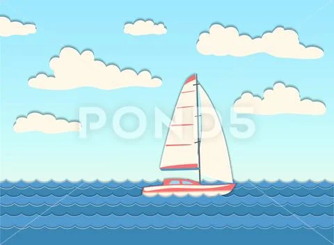 Yacht in the sea. Stock Illustration