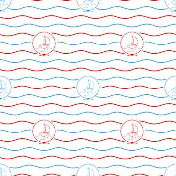 Yacht , Seamless Pattern 스톡 일러스트