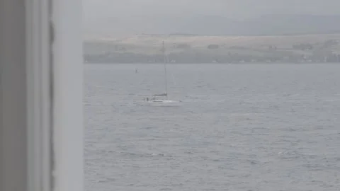 Yacht seen from window Stock Footage 159416890