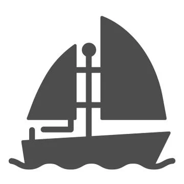 Yacht solid icon. Boat vector illustration isolated on white. Ship glyph style 스톡 일러스트