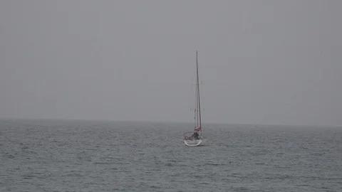 Yacht stand on the waves Stock Footage 102446084