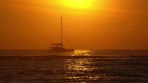 Yacht At Sunset (2) Stock Footage 170013132