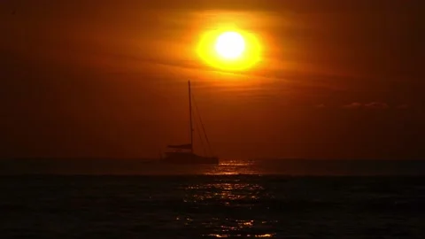 Yacht At Sunset (4) Stock Footage 170012928