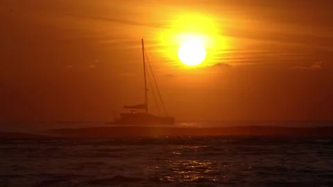 Yacht At Sunset (7) Stock Footage 170013173