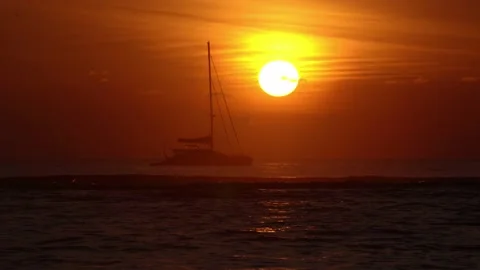 Yacht At Sunset (9) Stock Footage 170013445