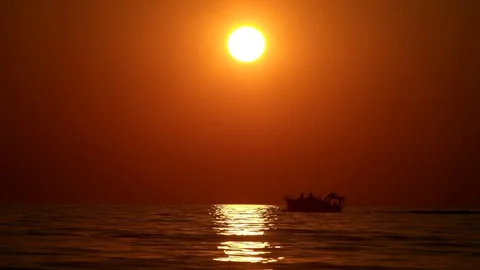 Yacht at sunset Stock Footage 73580677