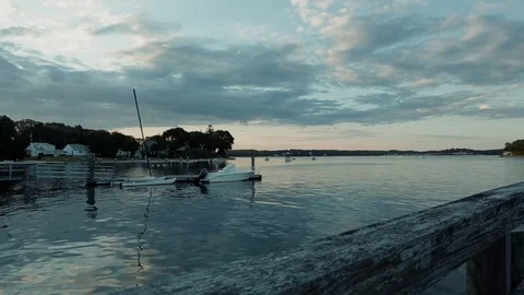 The yacht at sunset Stockbeeldmateriaal 76360531