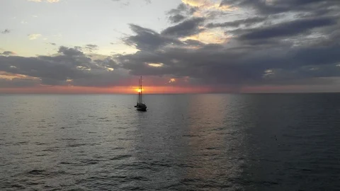Yacht at sunset Stock Footage 100858086