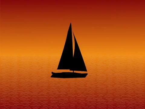 Yacht at sunset Stock Illustration