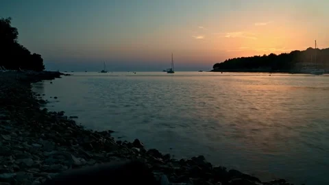 Yacht in the sunset on the sea Video stock 346313547