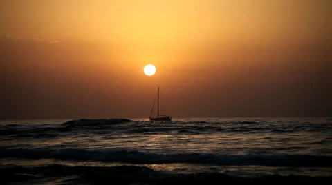 Yacht at sunset.mp4 Stock Footage 26169779