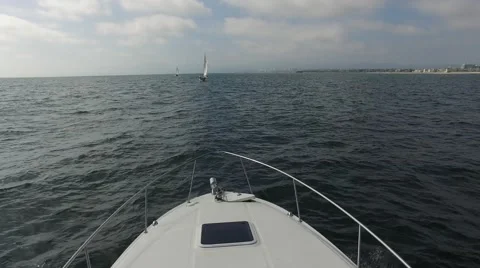 Yacht view from the stern, floating on the waves Stock Footage 66183845