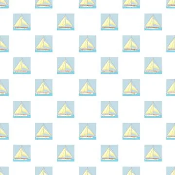 Yacht with white sails pattern Stock Illustration