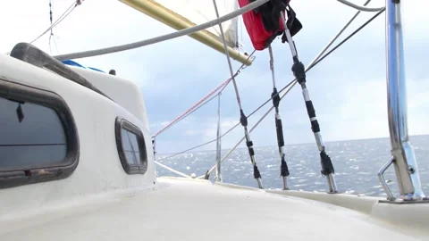 Yacht Window While Sailing Through Nice Weather In Sea 120 FPS Stock-Footage 132456372