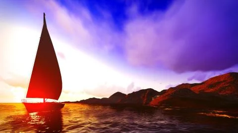 Yachting along  shore Stock Illustration