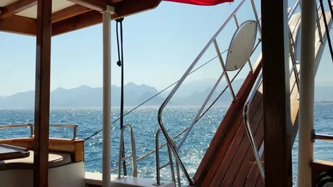 Yachting  and cruise  concept. Partial view of motor boat Stock Footage 201612425