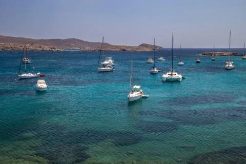 Yachts at anchor Stock Photos