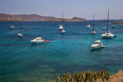 Yachts at anchor Stock Photos