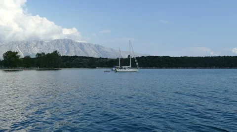 Yachts anchored in a bay Stock Footage 49960201