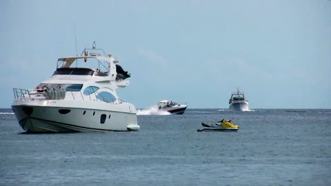Yachts anchored in Calpe Stock Footage 120712300