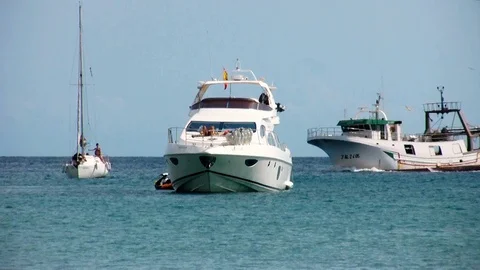 Yachts anchored in Calpe Stock Footage 120712412
