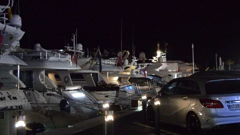 Yachts and car Stock Footage