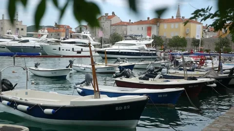 Yachts are moored on the pier Stock Footage 159705889