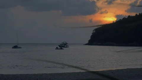 Yachts in the bay at sunset. Stock Footage 121003217