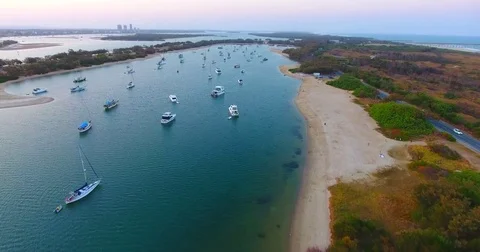 Yachts on broadwater Video stock 81310687