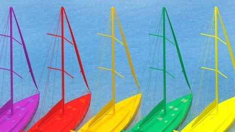 Yachts of different colors Stock Illustration