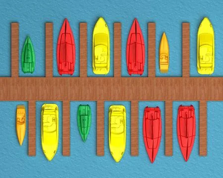 Yachts of different colors Stock Illustration