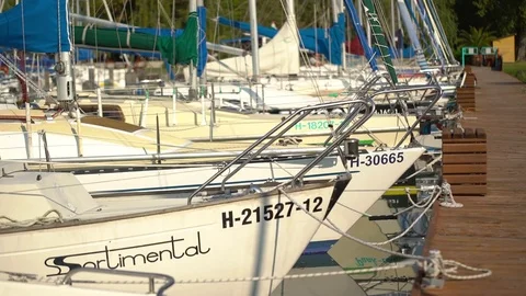Yachts in the dock Stock Footage 71439306