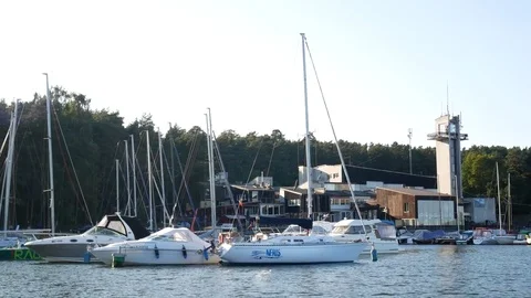 Yachts in dock Stock Footage 80357038