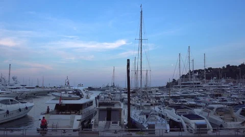 Yachts in the evening in Monaco Stock Footage 112263147