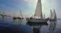 Yachts float in open sea, ready for regatta, outdoor activities HD Footage