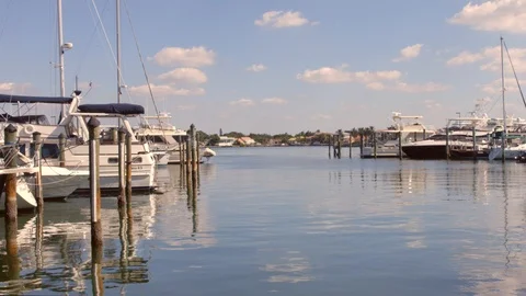 Yachts in A Florida Marina Stock Footage 97548060