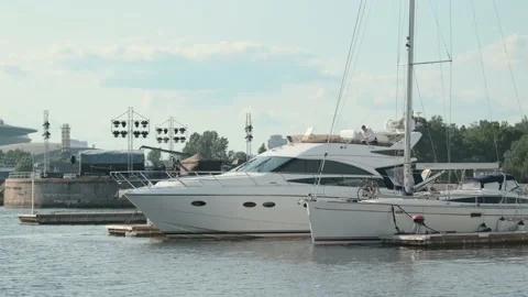 Yachts in the harbor Stock Footage 133835844