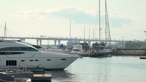 Yachts in the harbor Video stock 133835892