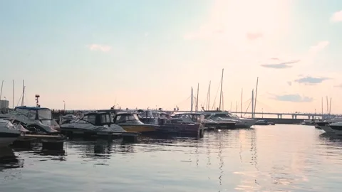 Yachts in the harbor Video stock 133836200