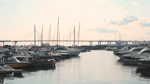 Yachts in the harbor Video stock 133836216