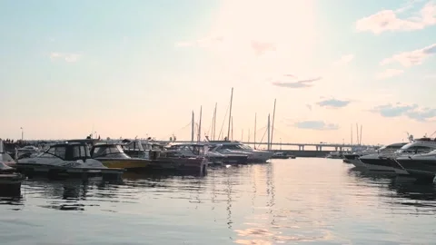Yachts in the harbor Video stock 133836325