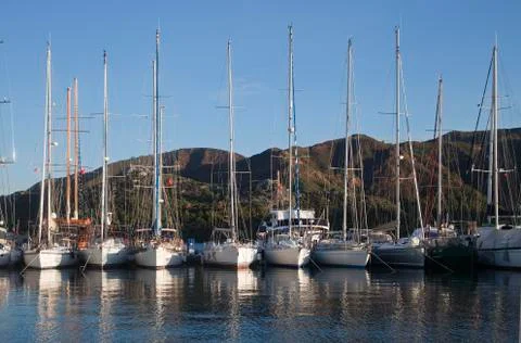 Yachts in a harbor Stock Photos