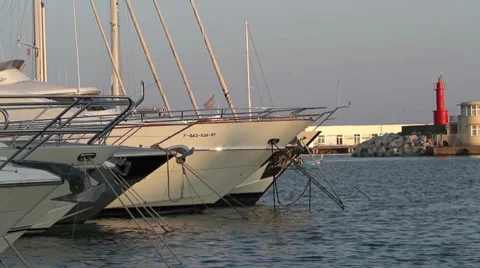 Yachts in harbour Stock Footage 7763842