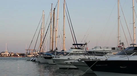 Yachts in harbour Stock Footage 7764485